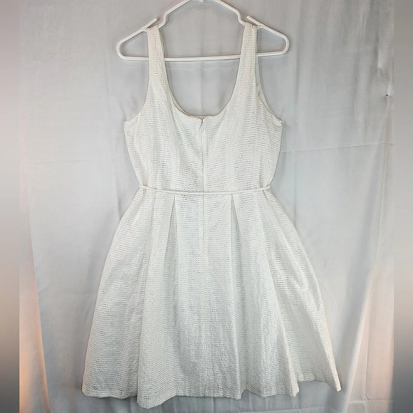 Pappagallo Women Natural White Seersucker Summer Dress Sz 10 Pockets - Picture 10 of 14